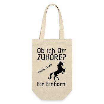 Guck mal! Ein Einhorn! Geschenk - Geschenkbeutel für Flaschen - Natur - Vorne