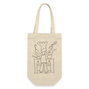 Papa’s Cooking Line Art – Funny Kitchen Gift - Geschenkbeutel für Flaschen - Natur - Vorne