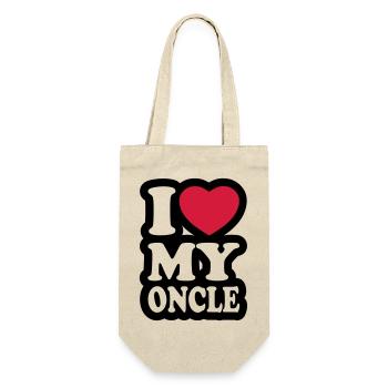I love my oncle - Ich liebe meinen Onkel - Geschenkbeutel für Flaschen - Natur - Vorne
