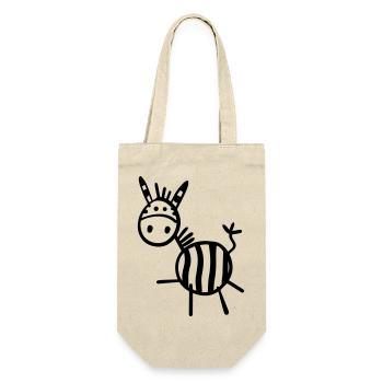 Funny Zebra - Geschenkbeutel für Flaschen - Natur - Vorne