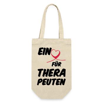 Herz für Therapeuten Geschenk - Geschenkbeutel für Flaschen - Natur - Vorne