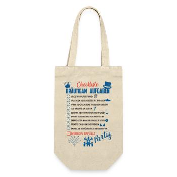Bräutigam Checkliste - Geschenkbeutel für Flaschen - Natur - Vorne