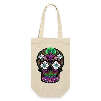 Crâne en sucre floral | Journée des morts mexicaine - Sac à bouteille - nature - Devant