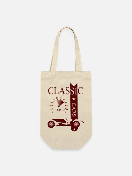 Vintage Classic Car - Geschenkbeutel für Flaschen - Natur