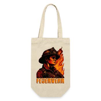 Feuerwehr / Feuerwehrmann - Geschenkbeutel für Flaschen - Natur - Vorne