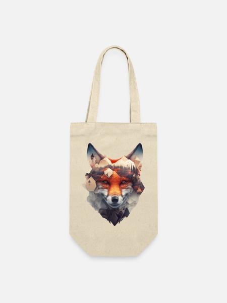 Wunderschönes und modernes Fuchs Portrait mit Wald - Geschenkbeutel für Flaschen - Natur