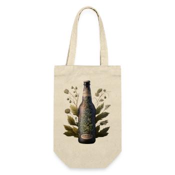 Craft Bierflasche mit Hopfen - für Bierliebhaber - Geschenkbeutel für Flaschen - Natur - Vorne
