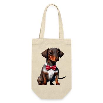 Chiot teckel Teckel avec nœud papillon Dog Dogs - Sac à bouteille - nature - Devant