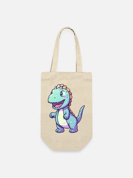 Niedlicher Dino | Dinosaurier | Blauer Dino blau - Geschenkbeutel für Flaschen - Natur