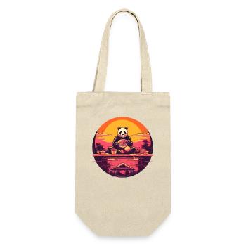Synthwave eating Panda Japan Sunset - Geschenkbeutel für Flaschen - Natur - Vorne