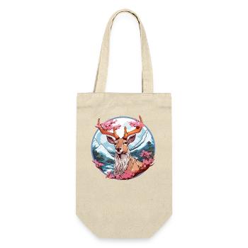 japanischer Sikahirsch im Anime Stil - Geschenkbeutel für Flaschen - Natur - Vorne