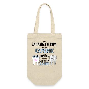 Zahnarzt Papa Zahnmediziner Vater Geschenk - Geschenkbeutel für Flaschen - Natur - Vorne
