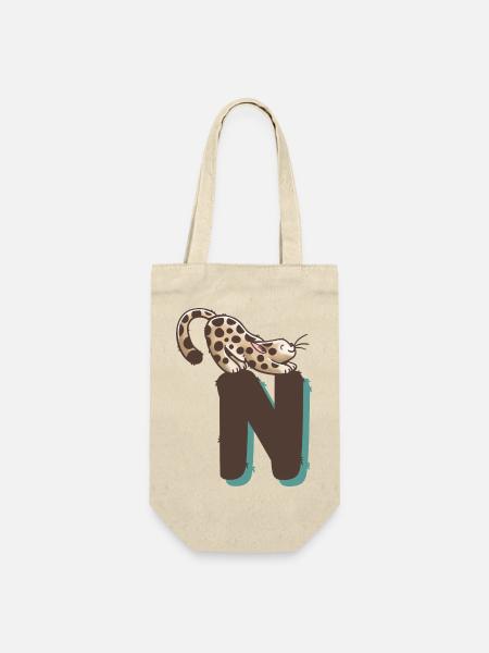 Katze Buchstabe N - Geschenkbeutel für Flaschen - Natur