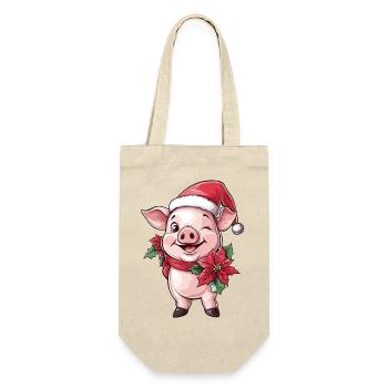 Piggy Piglet Christmas Christmas - Gift Bag for Bottles - nature - Front