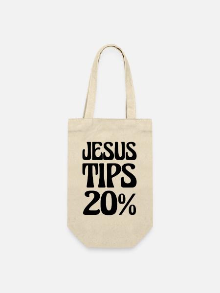 Jesus gibt 20% Sei nett zur Bedienung - Geschenkbeutel für Flaschen - Natur