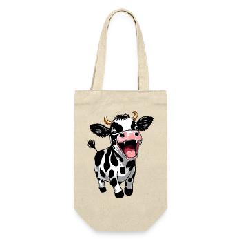 veau mignon veau drôle de ferme design - Sac à bouteille - nature - Devant
