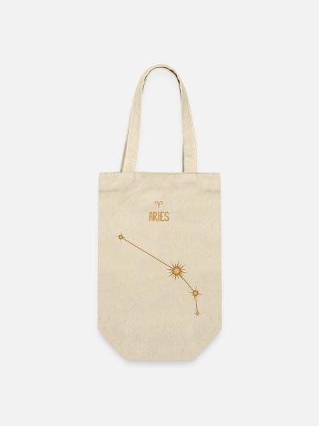 Widder Sternzeichen Sternkonstellation Goldene Töne - Geschenkbeutel für Flaschen - Natur