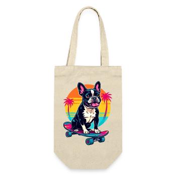 Skater Bulldogge - Geschenkbeutel für Flaschen - Natur - Vorne