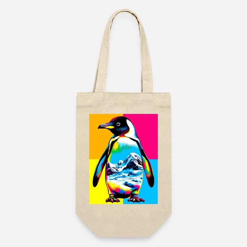 Pinguin - Geschenkbeutel für Flaschen - Natur