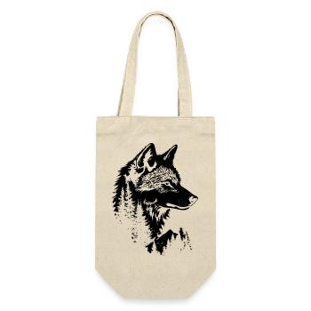 Wolf Face Forest Silhouette - Gift Bag for Bottles - nature - Front