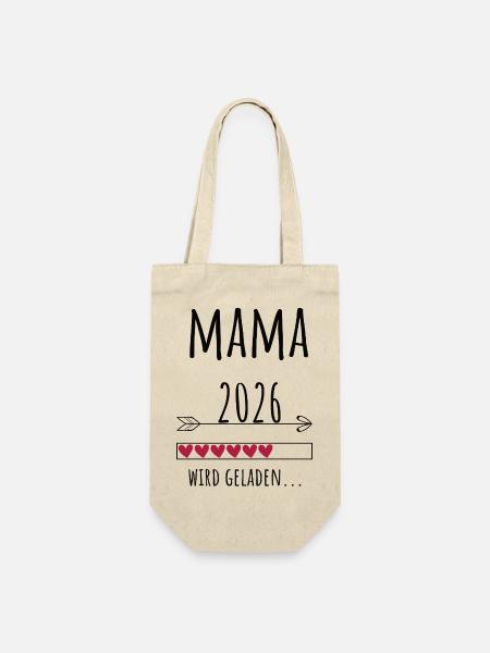 Werdende Mama 2026 Geschenk Schwangerschaft - Geschenkbeutel für Flaschen - Natur