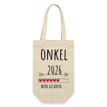 Werdender Onkel 2026 Geschenk Schwangerschaft - Geschenkbeutel für Flaschen - Natur - Vorne