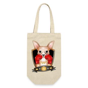 Boxender Chihuahua – Lustiges Boxer Motiv - Geschenkbeutel für Flaschen - Natur - Vorne