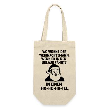 ho ho hotel weihnachtsmann urlaub - Geschenkbeutel für Flaschen - Natur - Vorne