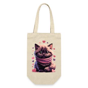 Cozy Kitten Pink Schal - Geschenkbeutel für Flaschen - Natur - Vorne