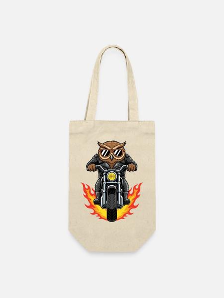 Cool Biker Owl Motorradflammen - Geschenkbeutel für Flaschen - Natur