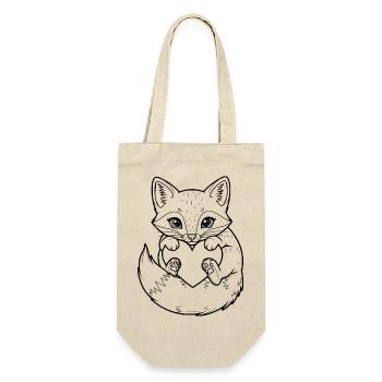 Süßer Fuchs mit Herz – für Tierfreunde - Geschenkbeutel für Flaschen - Natur - Vorne