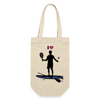 Ich liebe Padel – Humor, Paddel und Sport - Geschenkbeutel für Flaschen - Natur - Vorne