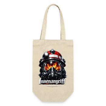 Feuerwehr Innenangriff Flammenhelm - Geschenkbeutel für Flaschen - Natur - Vorne