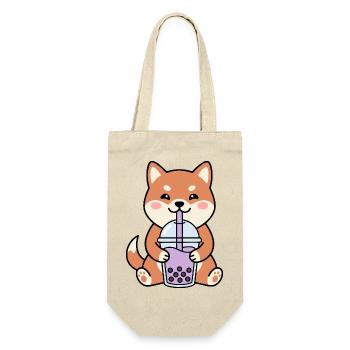 Shiba Inu Bubble Tea Charm - Geschenkbeutel für Flaschen - Natur - Vorne