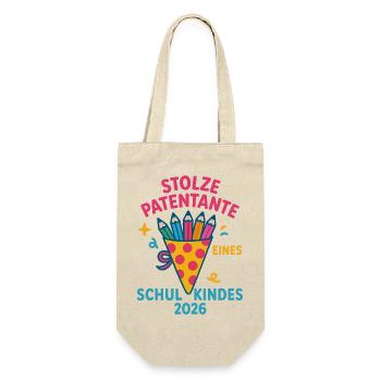 Stolze Patentante Schulkind 2026 - Geschenkbeutel für Flaschen - Natur - Vorne