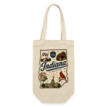 Indiana Hoosier State Vintage-Reiseaufkleber - Geschenkbeutel für Flaschen - Natur - Vorne