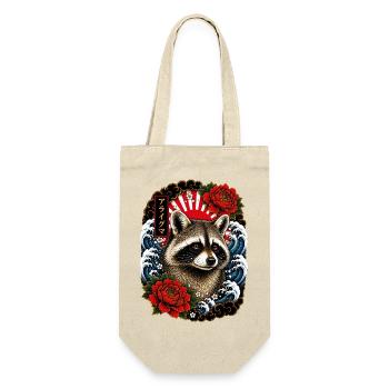 Waschbär im japanischen Irezumi Tattoo Stil - Geschenkbeutel für Flaschen - Natur - Vorne