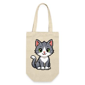 Pixel Kitten Gray Cat - Gift Bag for Bottles - nature - Front