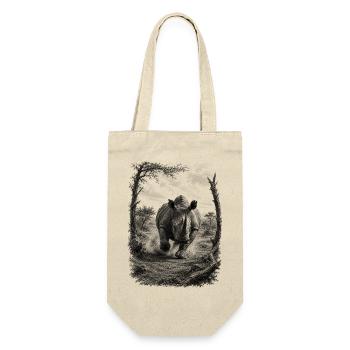 Wild rhinoceros in nature in artistic drawing style - Gift Bag for Bottles - nature - Front