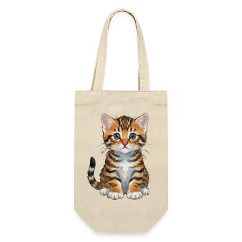 Katzenbaby aquarell getigertes Kätzchen Geschenk  - Geschenkbeutel für Flaschen - Natur - Vorne