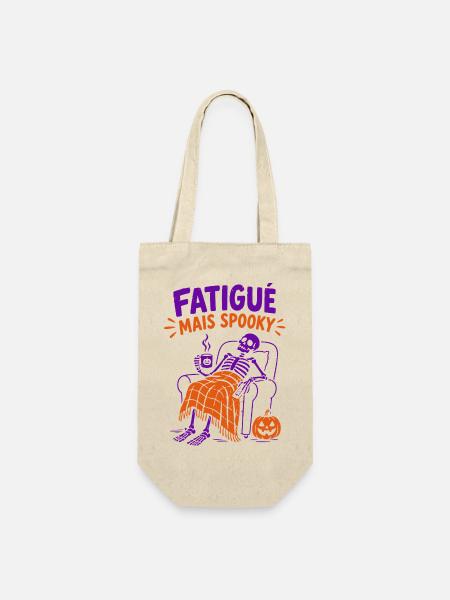 Müde, aber gruselig – Halloween-Skelett. - Geschenkbeutel für Flaschen - Natur