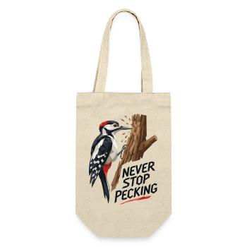 Never Stop Picking – Schwarzer Text - Geschenkbeutel für Flaschen - Natur - Vorne