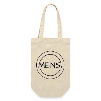 Meins mit Herz Stempel - Geschenkbeutel für Flaschen - Natur - Vorne