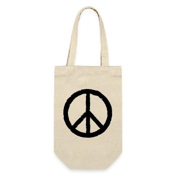 Peace Zeichen, Frieden - Geschenkbeutel für Flaschen - Natur - Vorne