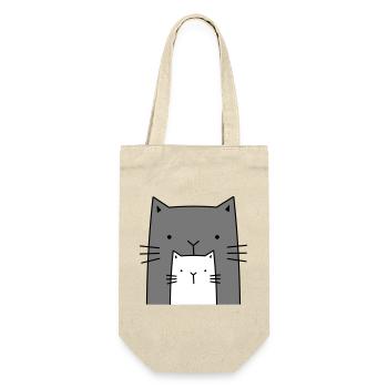 zwei Katzen I große und kleine Katze Geschenk - Geschenkbeutel für Flaschen - Natur - Vorne