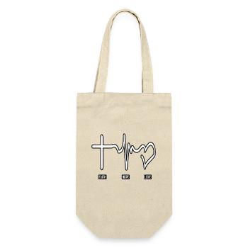 faith, hope, love, Glaube, Hoffnung, Liebe, Gott - Geschenkbeutel für Flaschen - Natur - Vorne