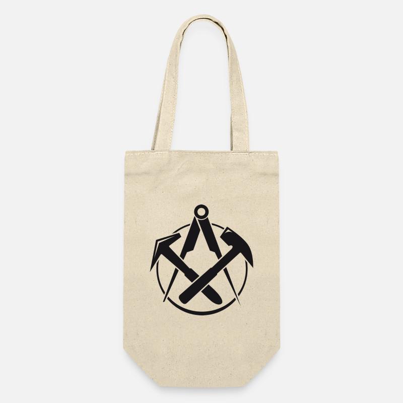 Dachdeckerzunft, Dachdecker Logo - Geschenkbeutel für Flaschen - Natur