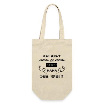 Du bist die beste mama der Welt - Geschenkbeutel für Flaschen - Natur - Vorne