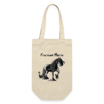 Fröhlicher Friese - Pferd - Geschenkbeutel für Flaschen - Natur - Vorne