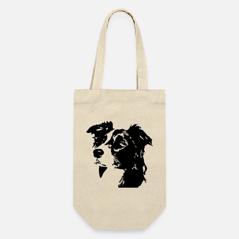 Border collie head - Gift Bag for Bottles - nature